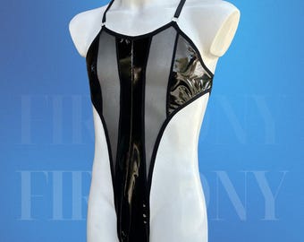 Black Tight and sexy latex fabric bodysuits for Men – Sexy Mens Mankini • Fetish Male Lingrie • Gay Clubwear Outfit • Men’s Exotic One Piece