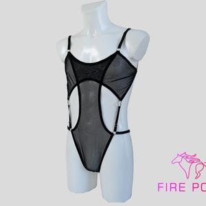 Black Sheer Mesh Cut-Out Bodysuit, Mens underwear, Thong bodysuit, Men bodysuit Mens lingerie Festival outfit Thong monokini Femboy lingerie