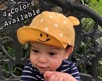 Adjustable Baby Toddler Hat With Ears-Baby Headgear-Baby Boy-Baby Girl-Baby Clothes-Newborn-Infant-Child-Cap-Baseball Hat-Children-Polkadot