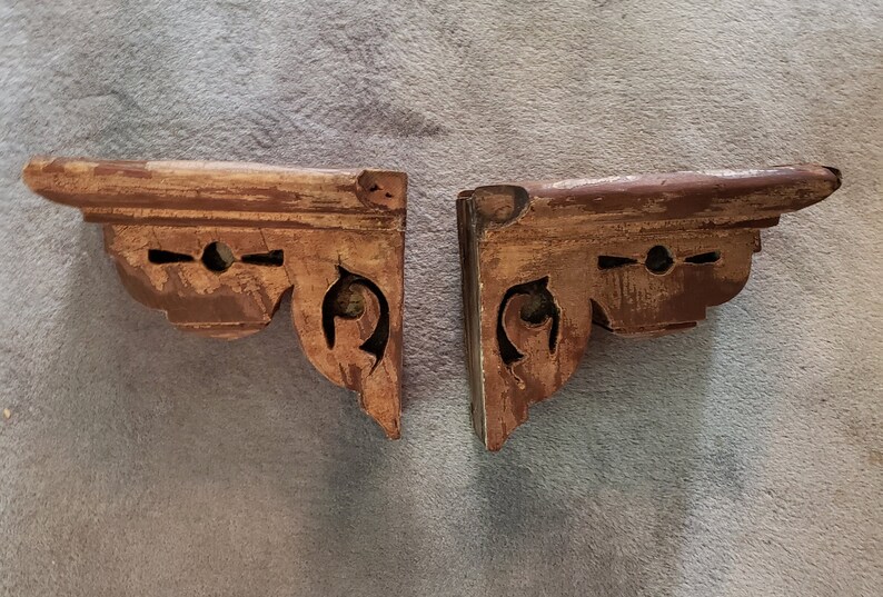 Distressed pair Wood Corbels Vintage Chunky Wood Corbels Etsy