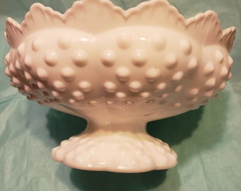 Fenton White Milk glass Hobnail Candle holder
