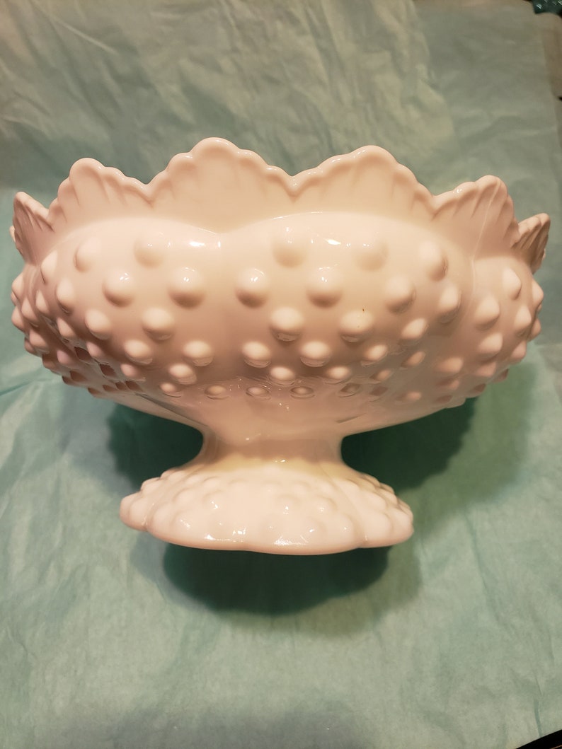 Fenton White Milk glass Hobnail Candle holder Etsy