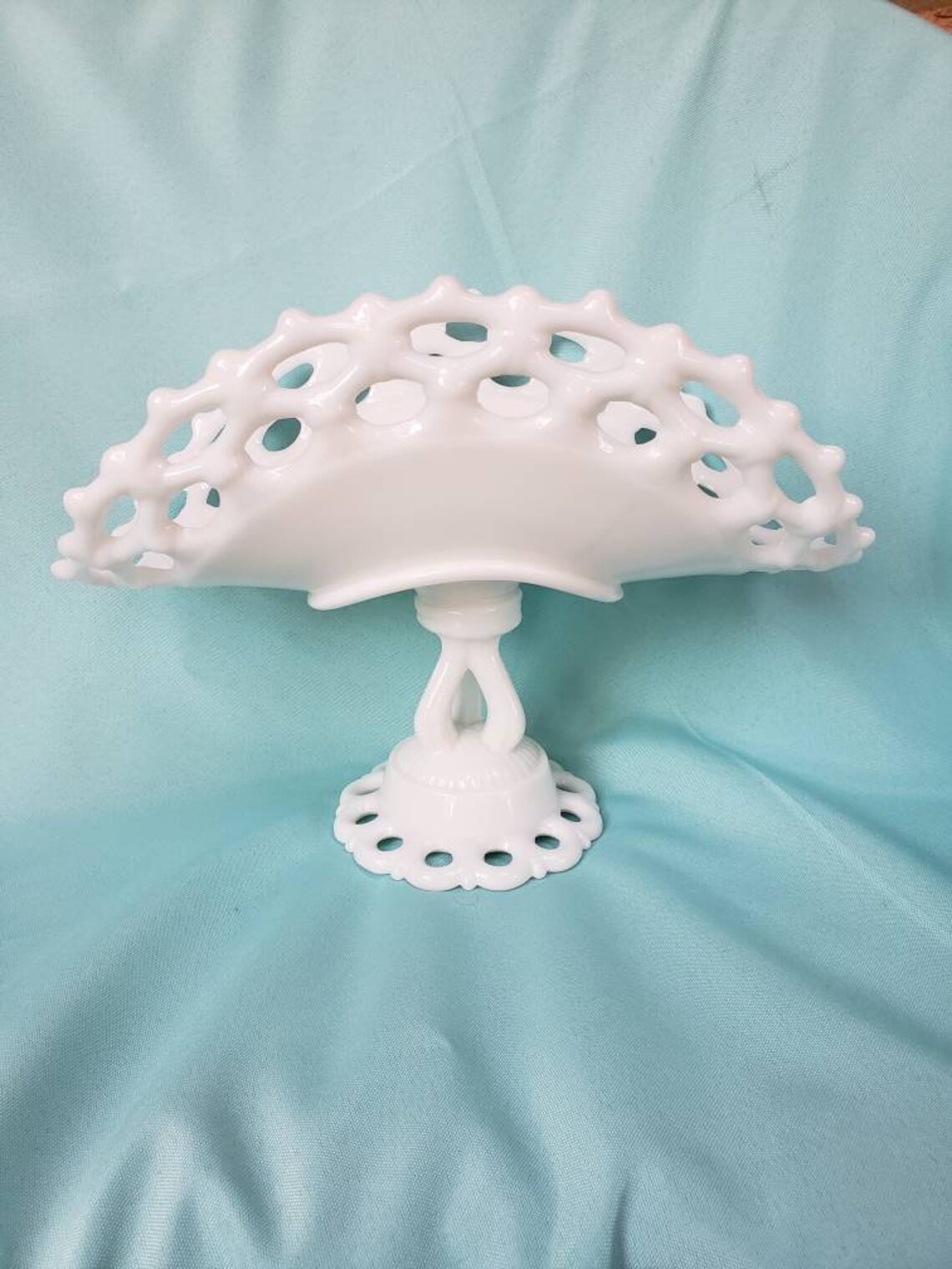 Vintage White Westmoreland Doric Pedestal Compote White Milk Etsy
