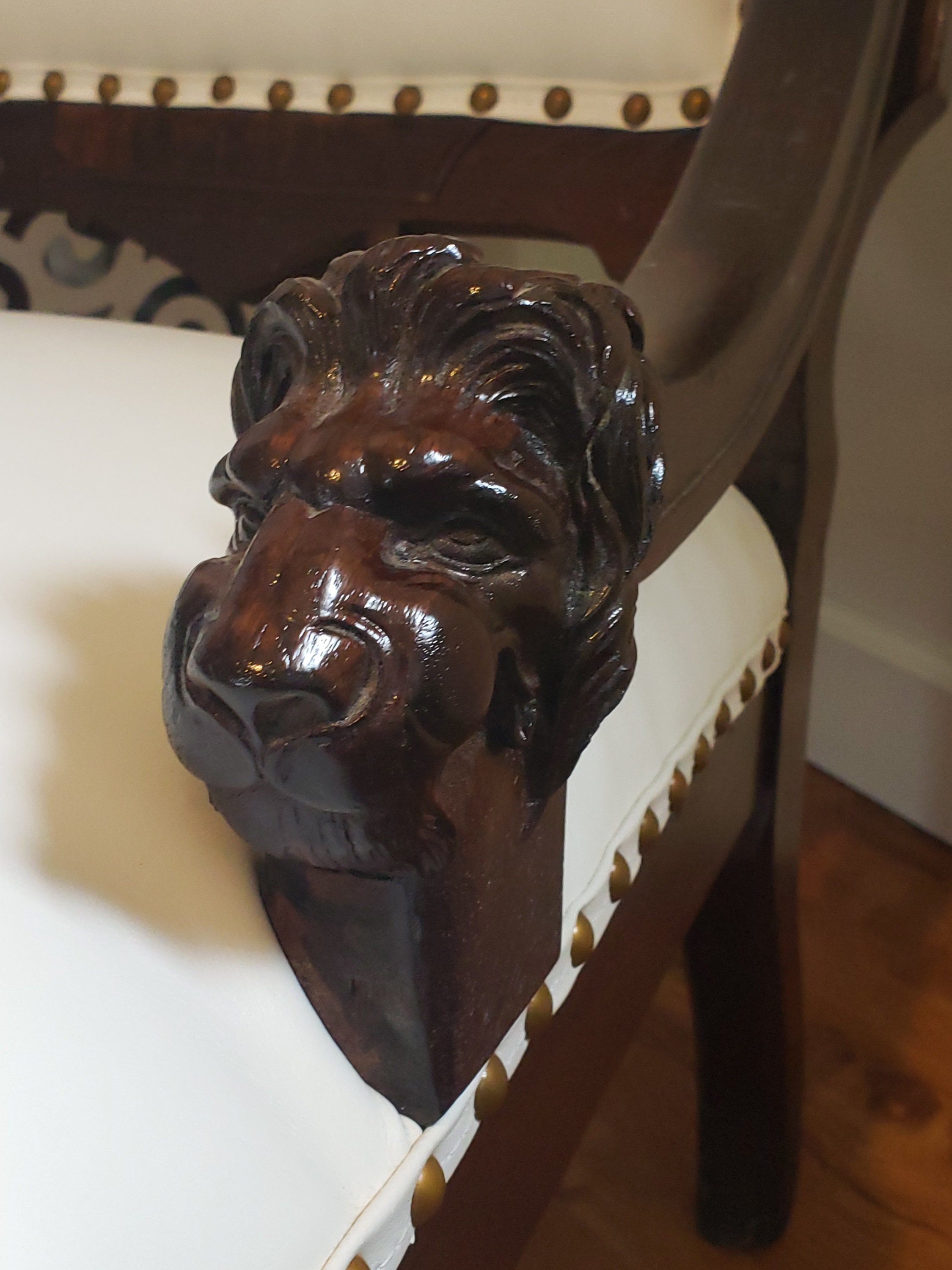 RARE Antique Chair With Lion Head Arms Victorian Chair With Gothic Face Back and Lion Head Arm Rests. Please Inquire About Delivery. Etsy