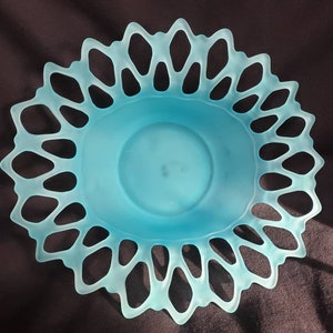 Westmoreland Gitterrand Schüssel | Blauer Satin-Gitterrand Westmoreland Bowl | Vintage Westmoreland Blau Satin Schüssel Gitterrand