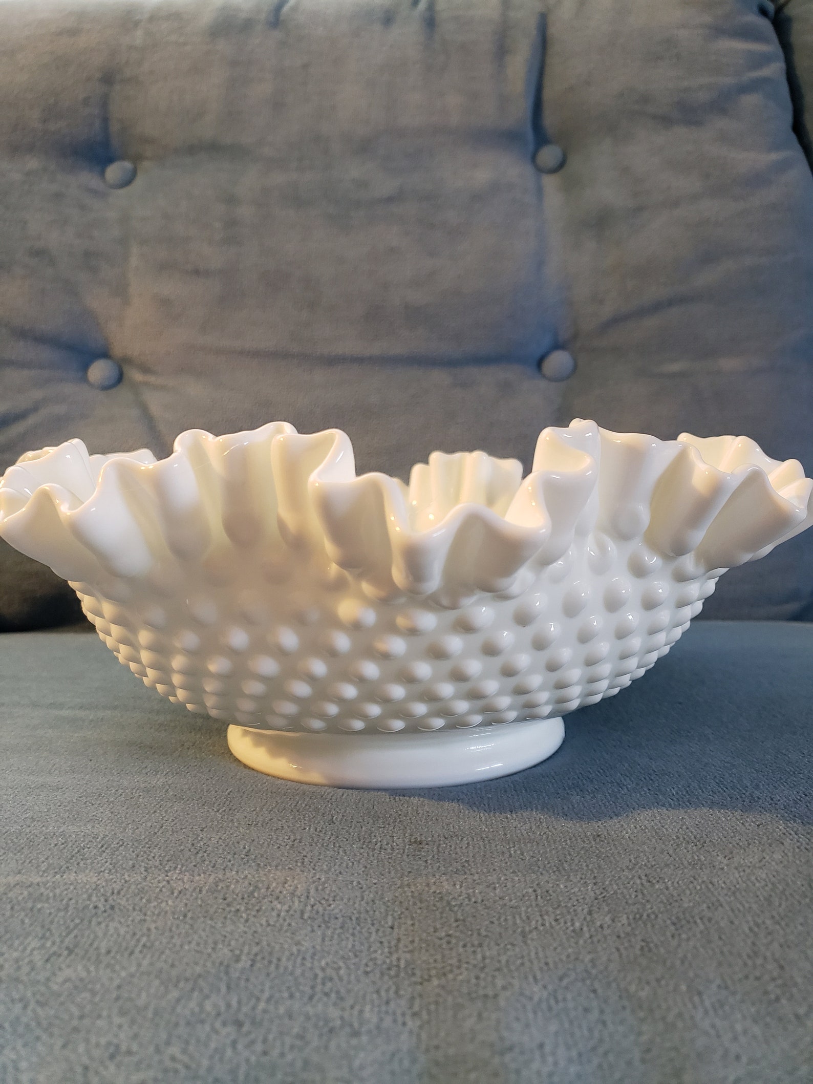Vintage White Milk Glass Bowl fluted Ruffled Milk Glass Etsy