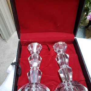 Unique Boxed Faceted stacked geometric prism Candleholders.