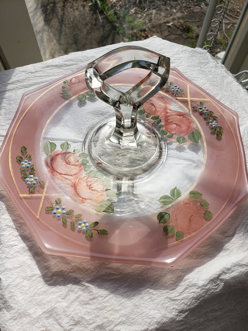 Vintage 8sided Tidbit / Sandwich Plate Reverse & Enamel Etsy