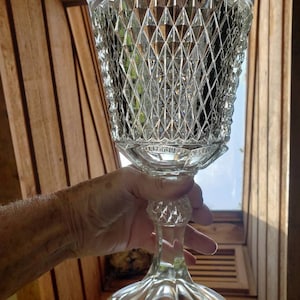 Indiana Diamond Point Apothecary Jar No Lid| Vintage Indiana Glass Candy Dish| Clear Candy Dish |