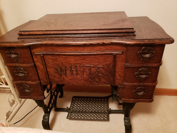 Local Pick Up Antique White Treadle Sewing Machine Etsy