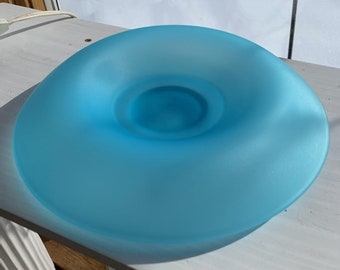 Art Deco Tiffin Blue Satin Glass Rolled Edge Centerpiece Bowl c.1925| Collectible Tiffin Blue Satin Bowl Deco Style