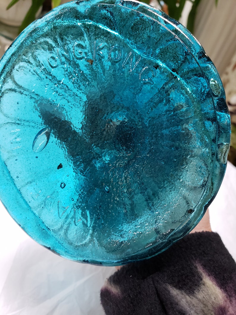 Vintage Aqua Glass Oil Lamp Made in Hong Kong Rare Aqua Glass Etsy