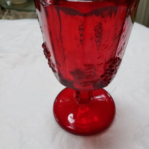 Fenton / L.G. Wright Ruby Red Glass Grapes Water Goblet 1940&#39;s