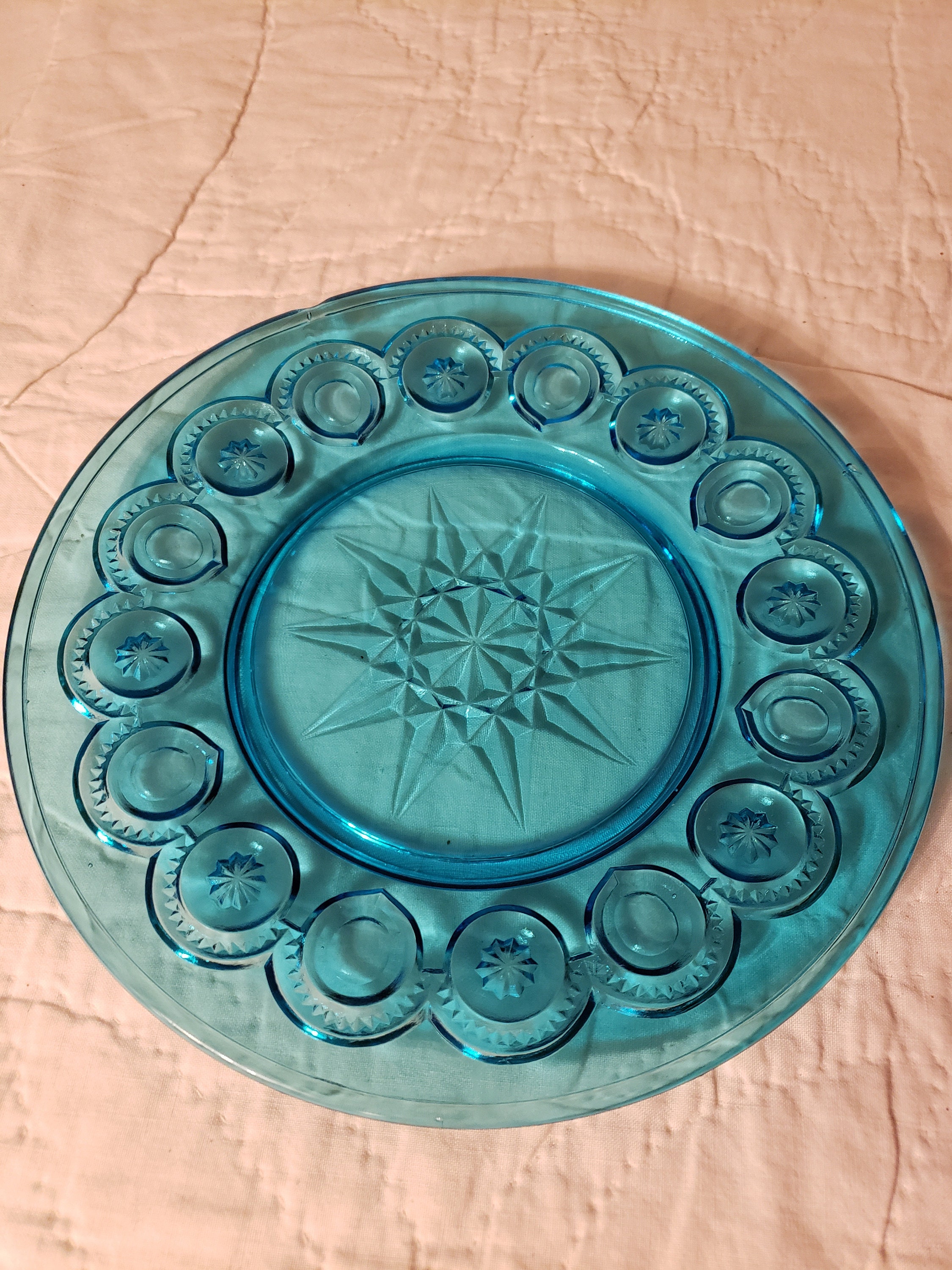 LE Smith Glass Moon and Stars Blue Plate Collectible Moon Etsy