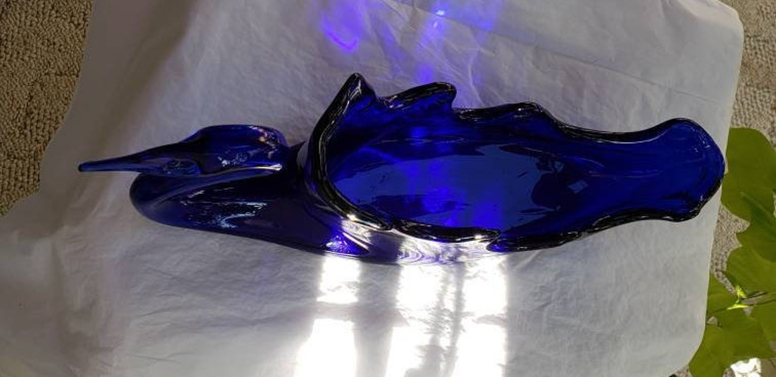 Vintage Cobalt Blue Hand Blown Glass Swan Collectible Cobalt Etsy
