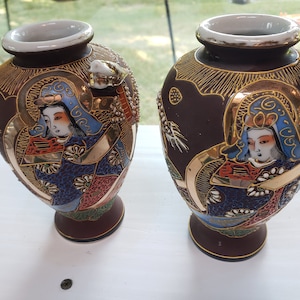 Pair of Moriage Japanese Satsuma Dragon Vases |Japanese Dragon Vase| Japanese Moriage Dragon Vase
