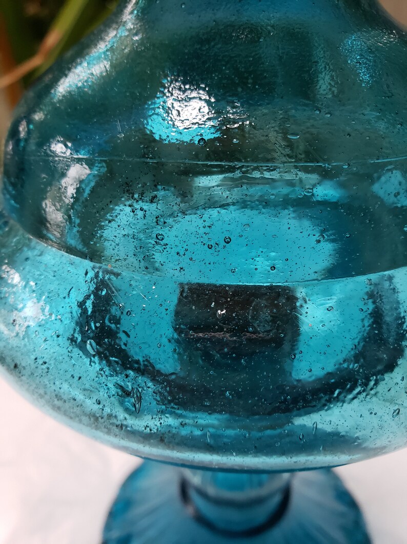Vintage Aqua Glass Oil Lamp Made in Hong Kong Rare Aqua Glass Etsy