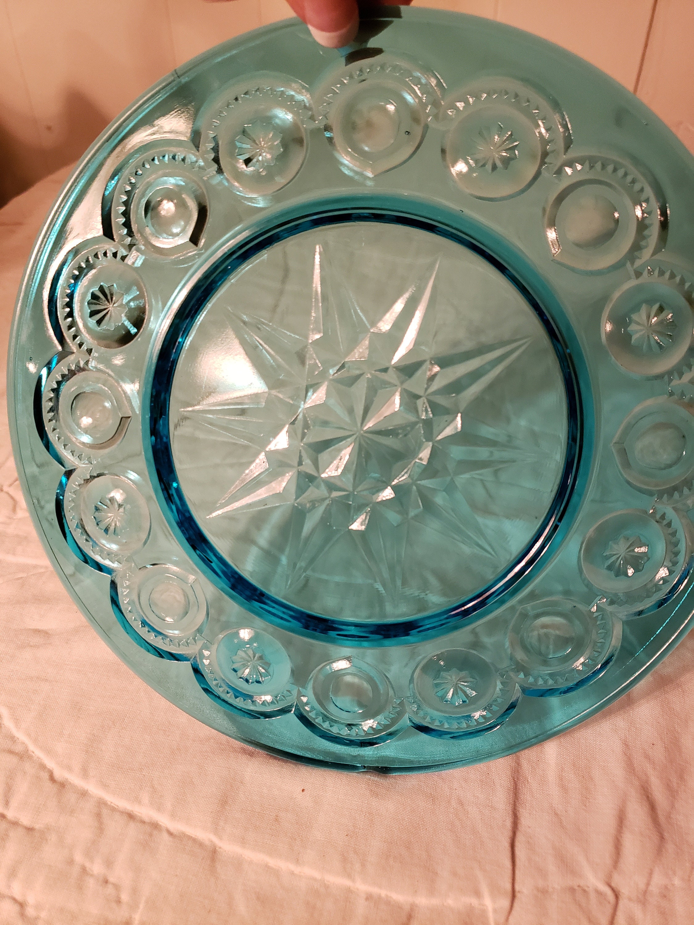 LE Smith Glass Moon and Stars Blue Plate Collectible Moon Etsy