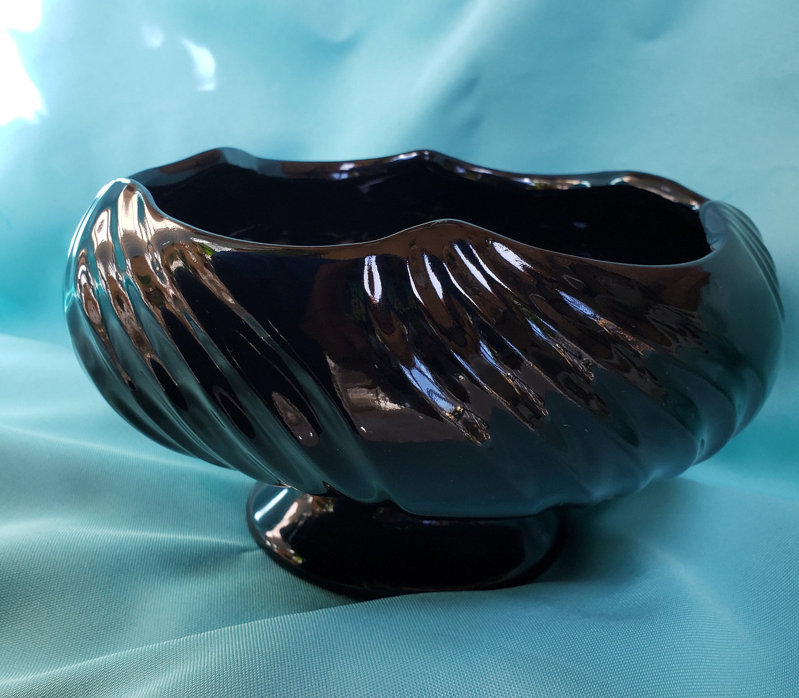Vintage Black Amethyst Glass Candy Dish or Planter Black Art Etsy