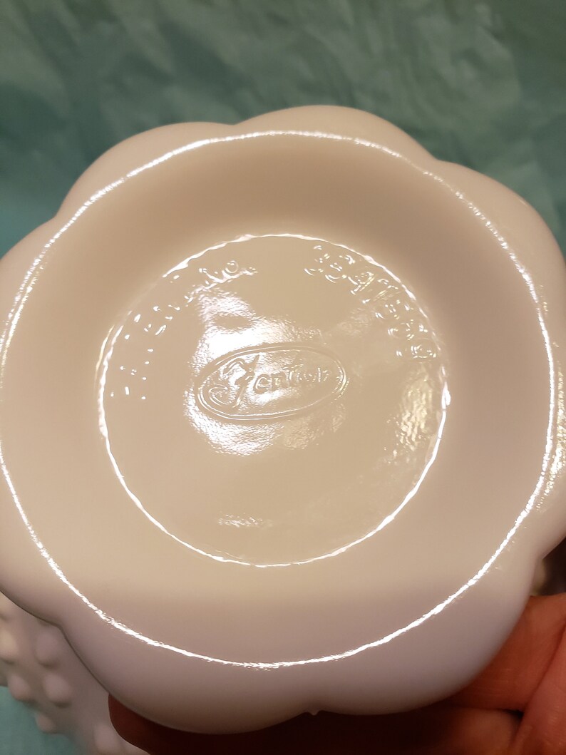 Fenton White Milk glass Hobnail Candle holder Etsy