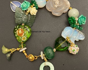 Cherry Blossom Flower Agate, Jade, Opalite, Elephant, Aventurine, Butterfly