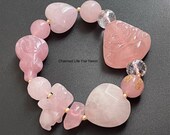 Rose Quartz Laughing Buddha, Mantra Bead, Rhinoceros, Gourd of Wu Lou