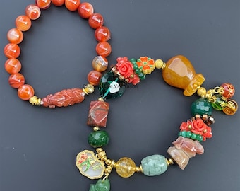 Pair Sale-- Fox, Carnelian, Fire Agate, Yellow Jade, Wealth Bag, Aventurine, Elephant, Jade, Citrine, Phoenix