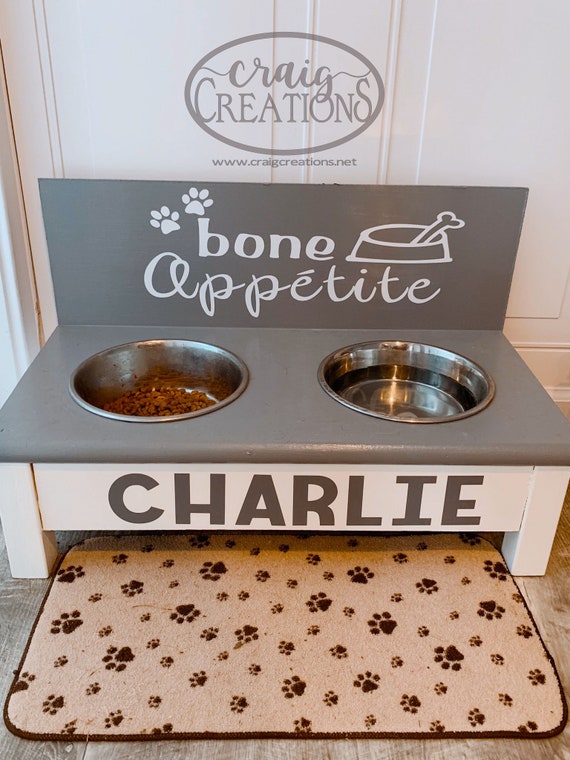 Custom Dog Dish Stand Personalized Dog Dishrustic Farmhouse Etsy