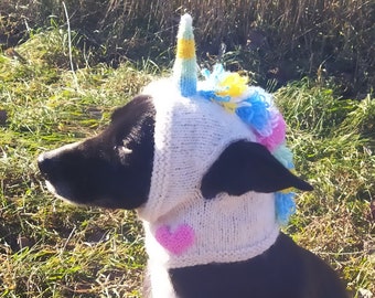 Unicorn Dog Hat Knitting Pattern – Medium Dog Beanie DIY Gift