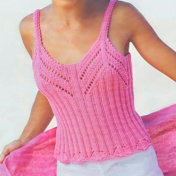 Womens strappy summer top sun top jumper knitting for beginners easy pattern pattern pdf INSTANT download pattern only pdf