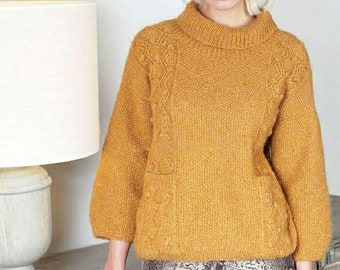 Bobble Cable Jumper Knitting Pattern, Women's Sizes M/L (PDF Pattern)