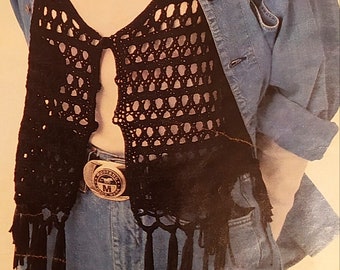 Beginner's Mesh Vest Knitting Pattern, Fringed 70s Style (PDF Download)