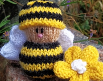 Padrão de Abelha e Flor Tricotadas, Brinquedo Buzzy Knitting (Padrão em PDF)