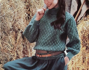 Womens High Collar Knit Sweater Pattern (PDF Pattern)