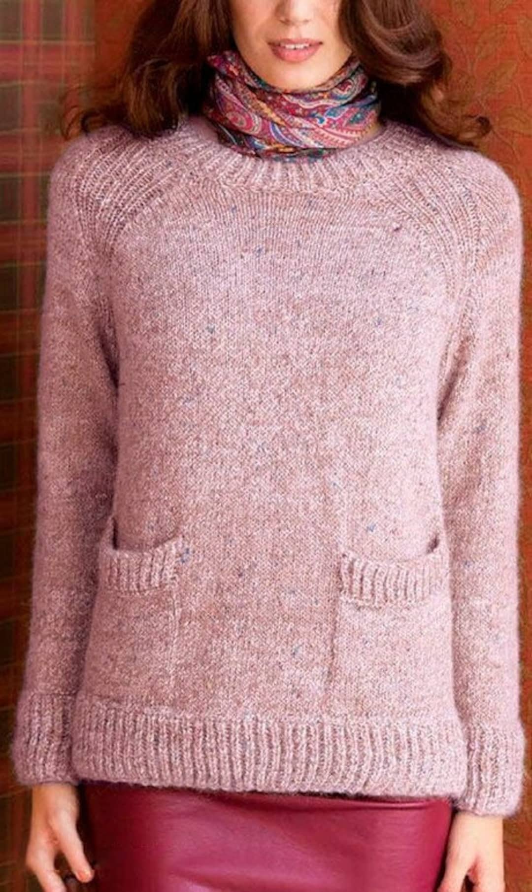 Womens Raglan Sweater Pattern, Easy Knit Sweater Pattern, Knitting