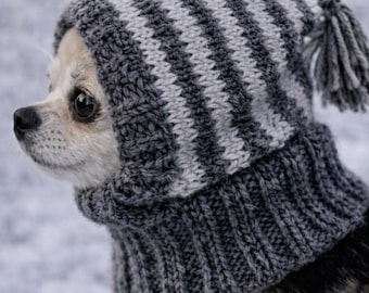 Striped Dog Hat Knitting Pattern with Tassel (PDF Pattern)