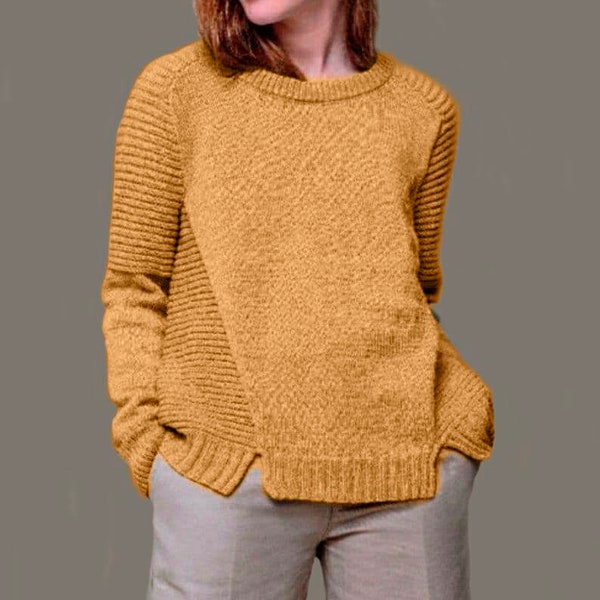 Womens sweater pattern, Easy knit sweater pattern,Beginner knitting sweater, knitting pattern,PDF ladies  jumper,Instant download