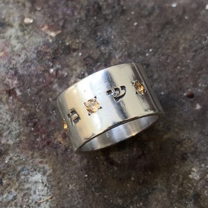 925 Sterling Silver Ring With Custom Made Engraving And Stones Of Your Choice, English Or Hebrew  Engraving Letters