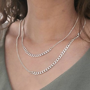 Solid 925 Sterling silver Cuban link chain - Minimal & Simple necklace for men and women