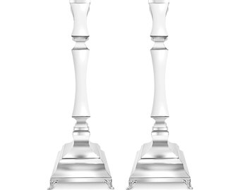 Modern 925 Sterling Silver Candlesticks for Shabbat - Jewish Wedding Gift