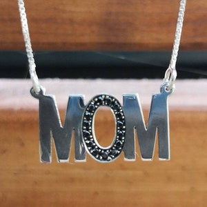 MOM silver necklace studded with zircons - personalized gift for mom