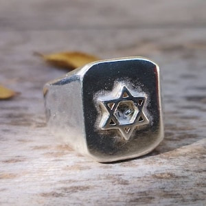 Star Of David Signet Ring - Handmade 925 Sterling Silver Jewish Star Ring - Magen David Ring