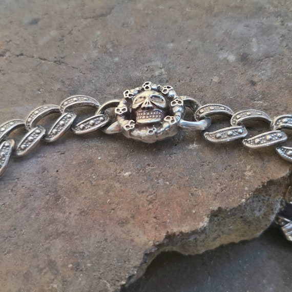 Sterling Silver Skull Links Bracelet - Silver 925 Cuban