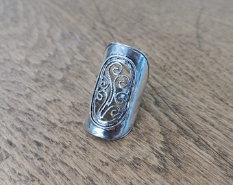 Long 925 Sterling Silver Ring, Authentic Handmade Design, Full Finger Ring Made In Israel