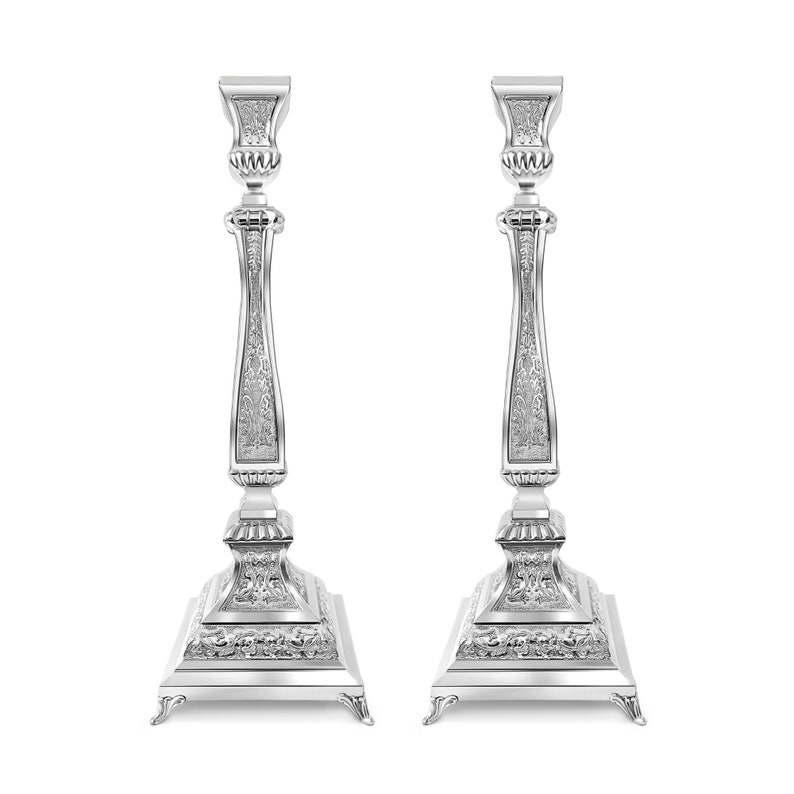 Classic 925 Sterling Silver Candlesticks Traditional Shabbat Etsy