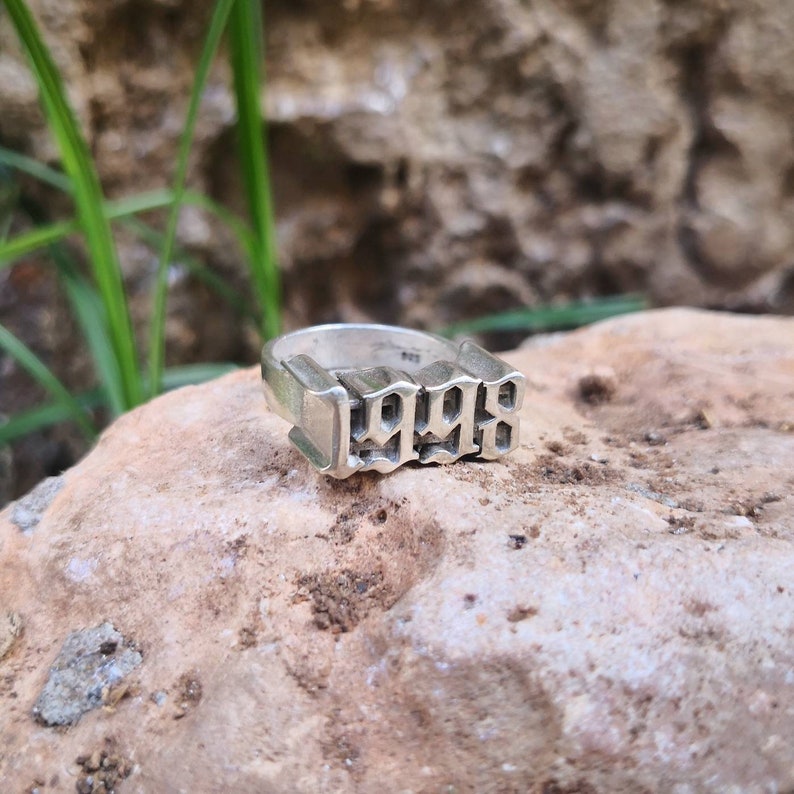 Sterling Silver 925 Birth Ring Old English Year Ring