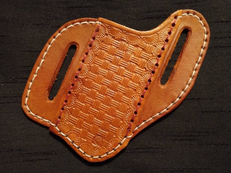 Trapper Style Knife Sheath Pancake Style Tooled Leather Etsy