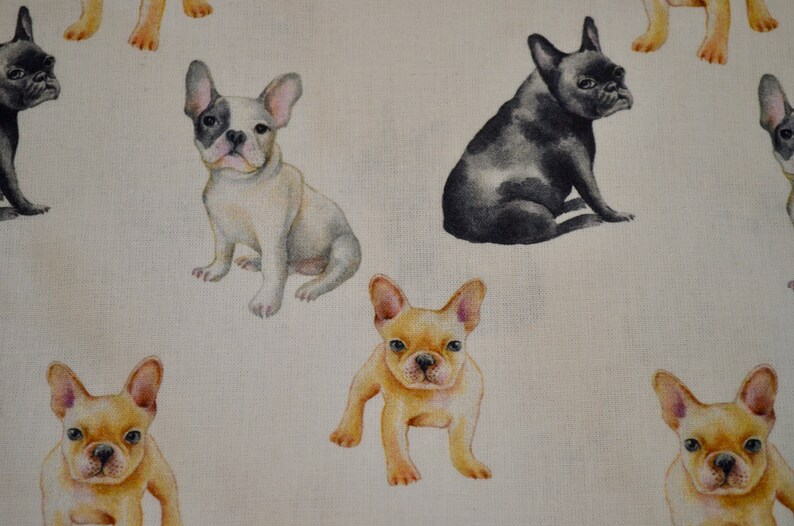 French Bulldog Print 100 Cotton Fabric By the Half Metre Etsy