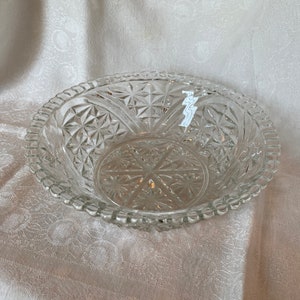 Vintage Mid-century Anchor Hocking Stars & Bars Pressed Glass Serving Bowl 10.5&quot;