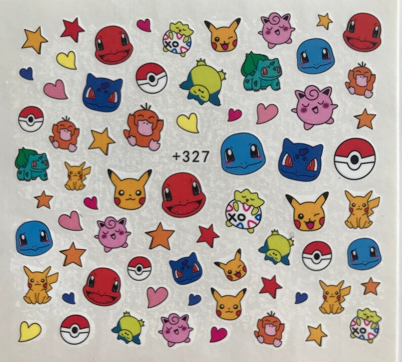 Nail Decals Cartoon Pokemon 327 Etsy Nail Decals Cartoon Pokemon 327 Etsy